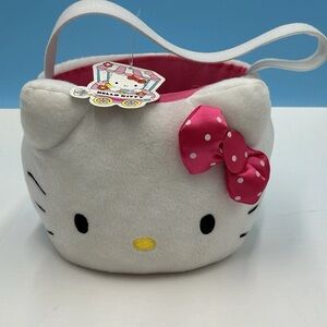 Hello Kitty Plush Easter Basket Pink Polkadot Bow - New Old Stock 2017 Sanrio